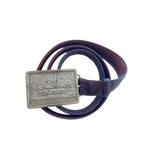 The Explosive Expert Big Brass Buckle Leather Belt Size XL